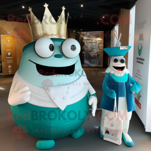 Teal King maskot kostume...