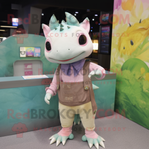 nan Axolotls mascot costume character dressed with a Blouse and Wallets