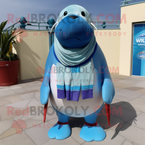 Blauwe walrus mascotte...