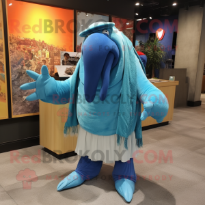 Blauwe walrus mascotte...
