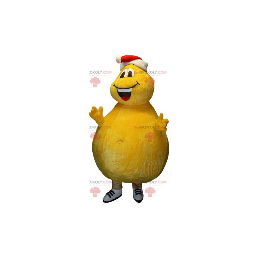 Giant yellow snowman mascot with round shapes - Redbrokoly.com