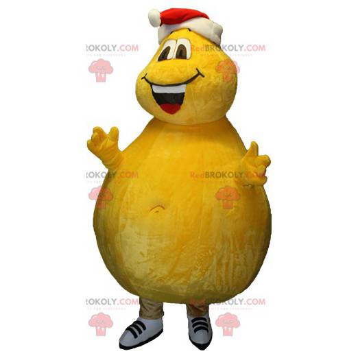 Giant yellow snowman mascot with round shapes - Redbrokoly.com