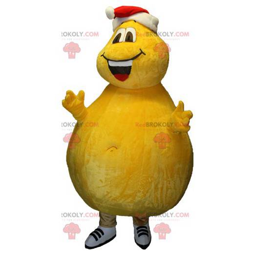 Riesiges gelbes Schneemannmaskottchen mit runden Formen -