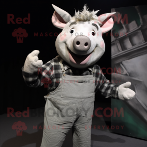 Silver Pig maskot kostume...