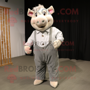 Silver Pig maskot kostume...