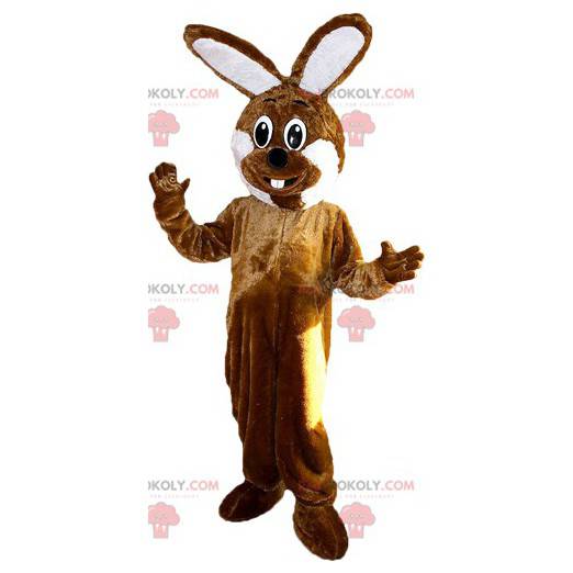 Obří hnědý a bílý králík maskot - Redbrokoly.com