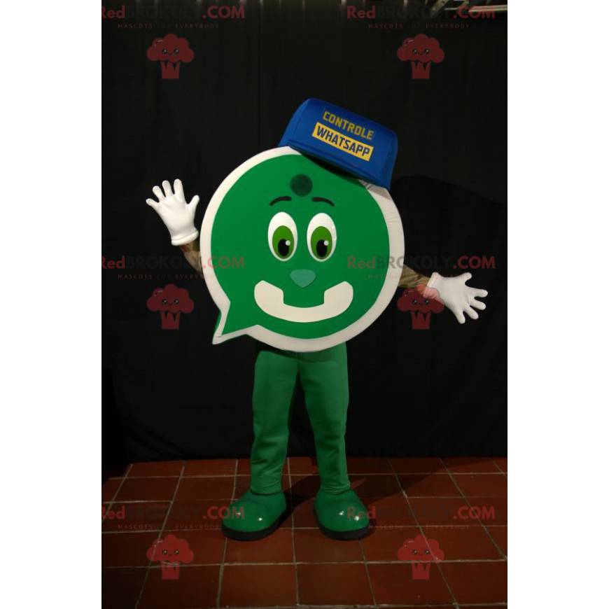 Green snowman mascot with a chat bubble shape - Redbrokoly.com