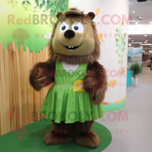 Olive Beaver maskot kostume...