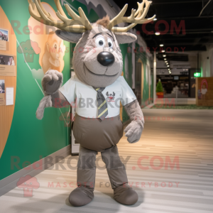 Silver Irish Elk mascot costume character dressed with a Shorts and Bow ties