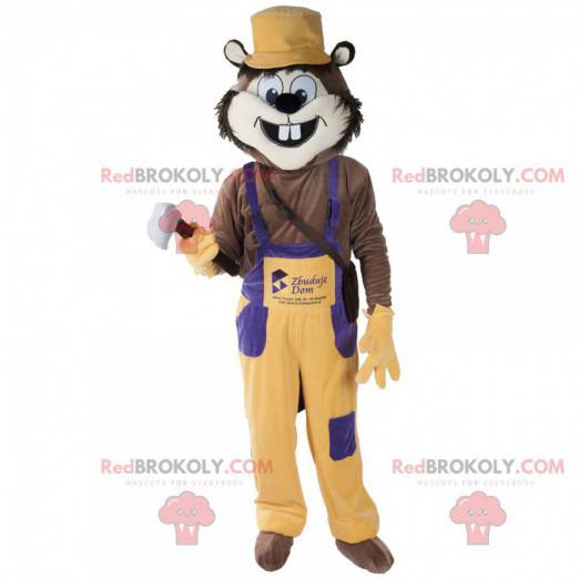 Lustiges Tiernagetiermaskottchen mit Overalls - Redbrokoly.com