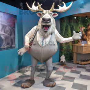 Silver Irish Elk mascot costume character dressed with a Shorts and Bow ties