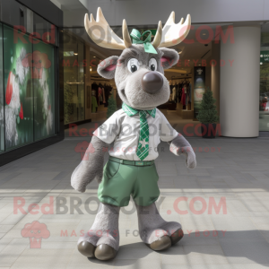 Silver Irish Elk mascot costume character dressed with a Shorts and Bow ties