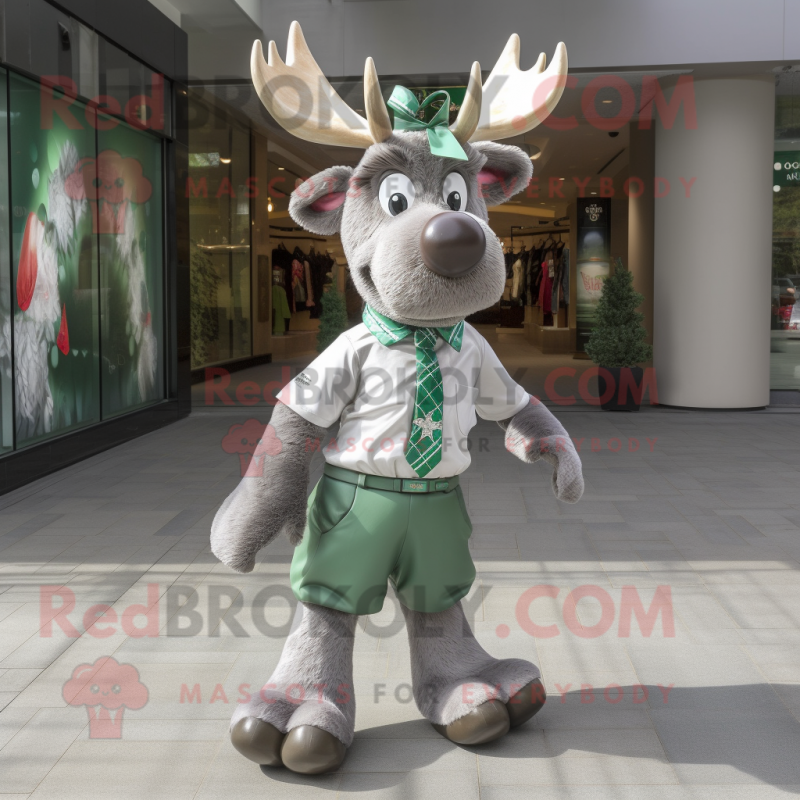Silver Irish Elk mascot costume character dressed with a Shorts and Bow ties Silver Irish Elk mascot costume character dressed with a Shorts and Bow ties