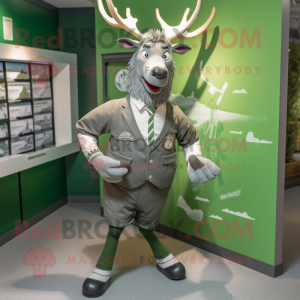 Silver Irish Elk mascot costume character dressed with a Shorts and Bow ties