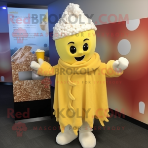 Gul Pop Corn maskot kostume...