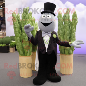 Gray Asparagus mascot costume character dressed with a Tuxedo and Cufflinks