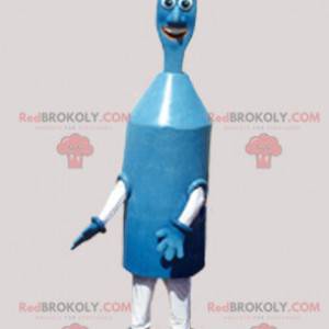 Mascotte de drôle de bonhomme bleu et blanc de robot -