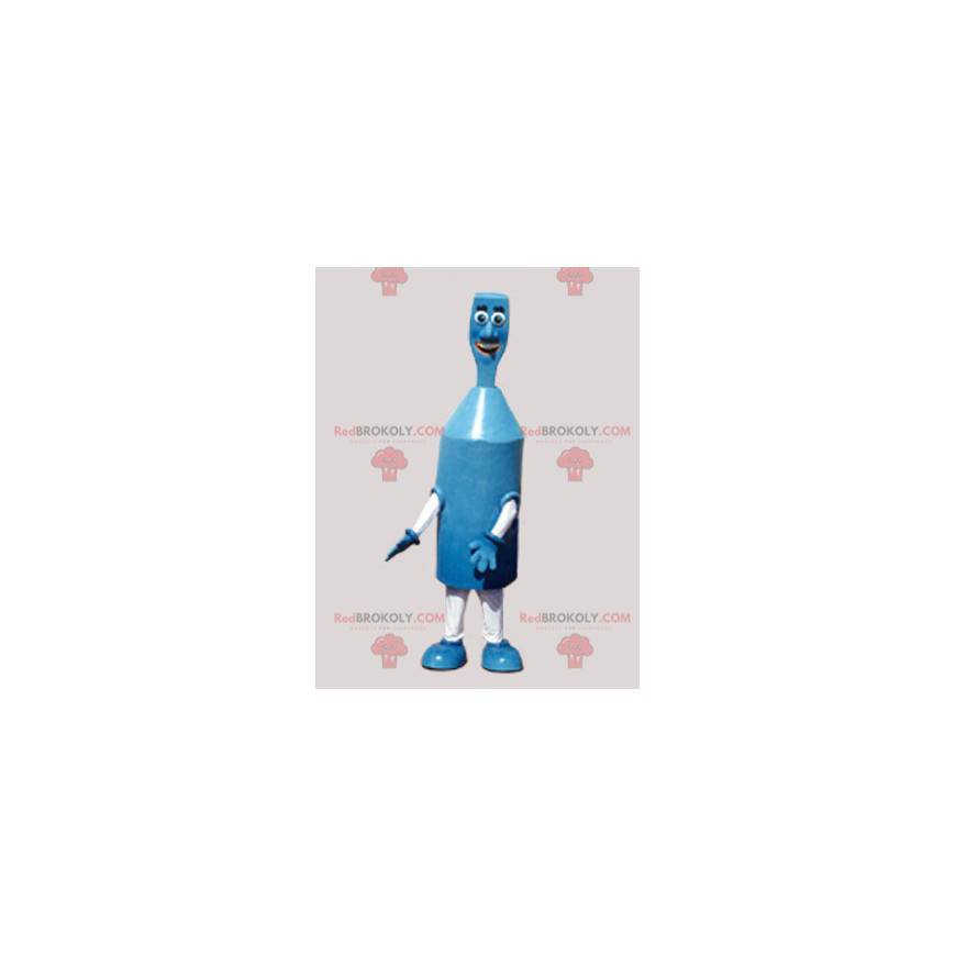 Mascotte de drôle de bonhomme bleu et blanc de robot -