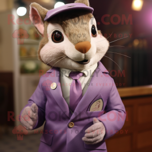 Lavender Squirrel mascot costume character dressed with a Suit Jacket and Pocket squares