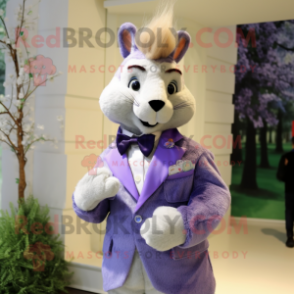 Lavender Squirrel mascot costume character dressed with a Suit Jacket and Pocket squares