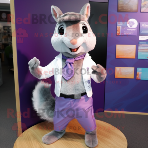 Lavender Squirrel mascot costume character dressed with a Suit Jacket and Pocket squares