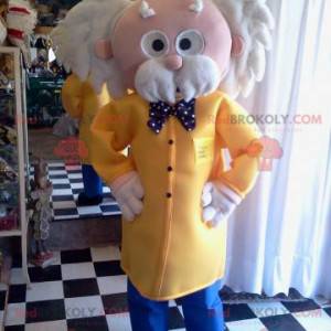 Very elegant grandpa mascot with a jacket and a bow tie -