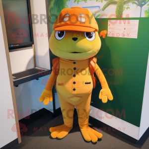 Orange Frog maskot drakt...