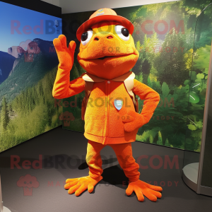 Orange Frog maskot kostume...