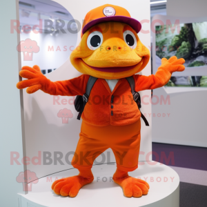 Orange Frog maskot kostume...