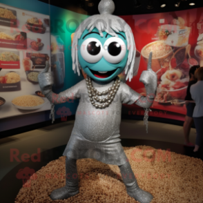 Silver Jambalaya mascot costume character dressed with a Leggings and Necklaces