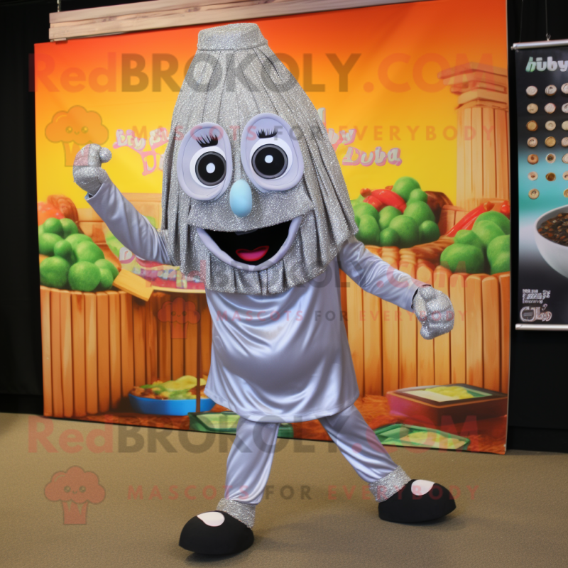 Silver Jambalaya mascot costume character dressed with a Leggings and Necklaces Silver Jambalaya mascot costume character dressed with a Leggings and Necklaces