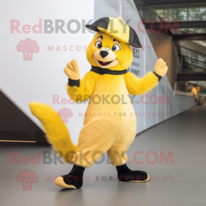 Yellow Skunk mascot costume character dressed with a Leggings and Hats