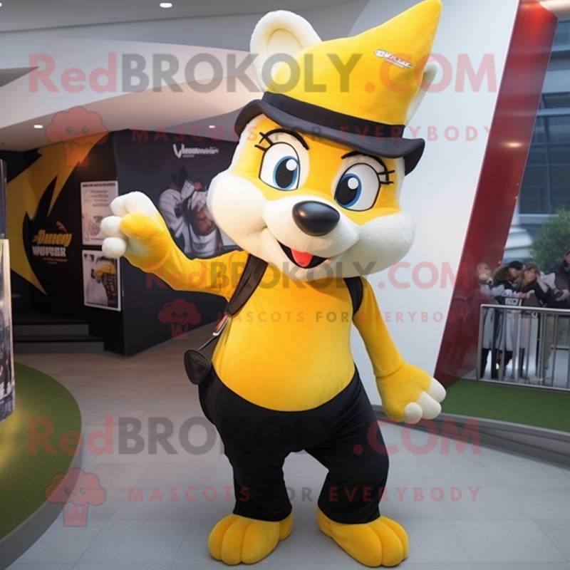 Yellow Skunk mascot costume character dressed with a Leggings and Hats Yellow Skunk mascot costume character dressed with a Leggings and Hats