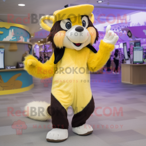 Yellow Skunk mascot costume character dressed with a Leggings and Hats