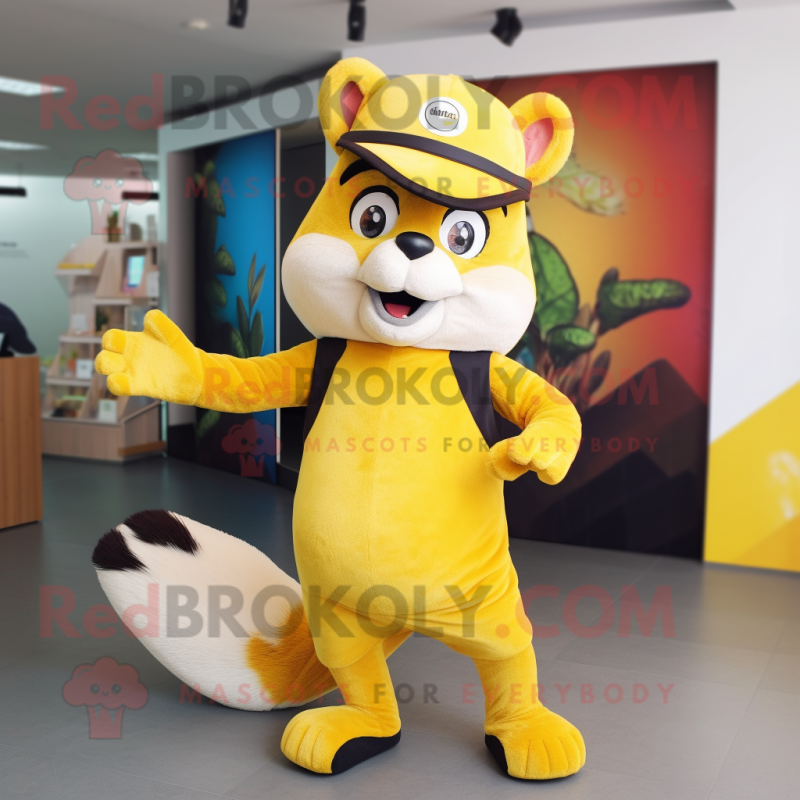 Yellow Skunk mascot costume character dressed with a Leggings and Hats