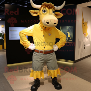 Yellow Bull maskot kostume...