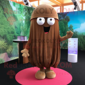 Brown Jellyfish mascot costume character dressed with a Turtleneck and Anklets