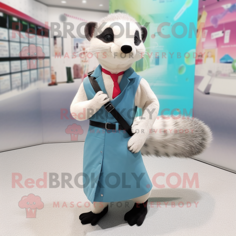 nan Ferret mascot costume character dressed with a Sheath Dress and Cufflinks