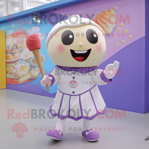 nan Ice Cream mascot costume character dressed with a Shorts and Lapel pins