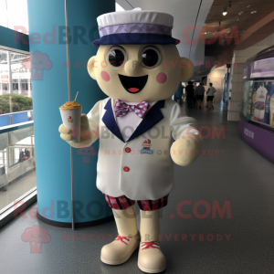 nan Ice Cream mascot costume character dressed with a Shorts and Lapel pins