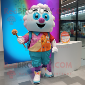 nan Ice Cream mascot costume character dressed with a Shorts and Lapel pins