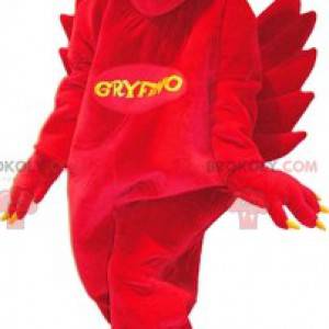 Mascot red and yellow griffin. Red and yellow bird -