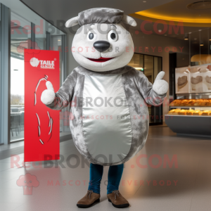 Silver Beef Wellington mascot costume character dressed with a Skinny Jeans and Gloves