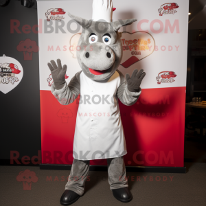 Silver Beef Wellington mascot costume character dressed with a Skinny Jeans and Gloves