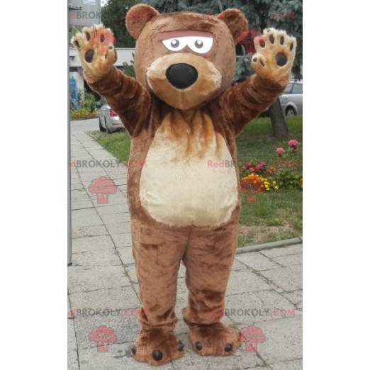 Blød og sød kæmpe brun bjørnemaskot. Bamse maskot -