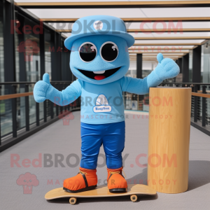 Himmelblå skateboard maskot...