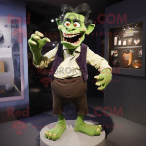 Olive Frankenstein'S Monster mascot costume character dressed with a Blouse and Cufflinks