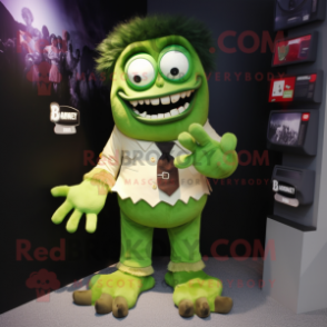 Olive Frankenstein'S Monster mascot costume character dressed with a Blouse and Cufflinks