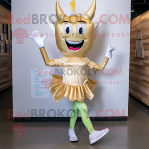 Gold Tooth Fairy mascot costume character dressed with a Yoga Pants and Shoe laces