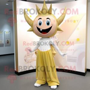 Gold Tooth Fairy mascot costume character dressed with a Yoga Pants and Shoe laces